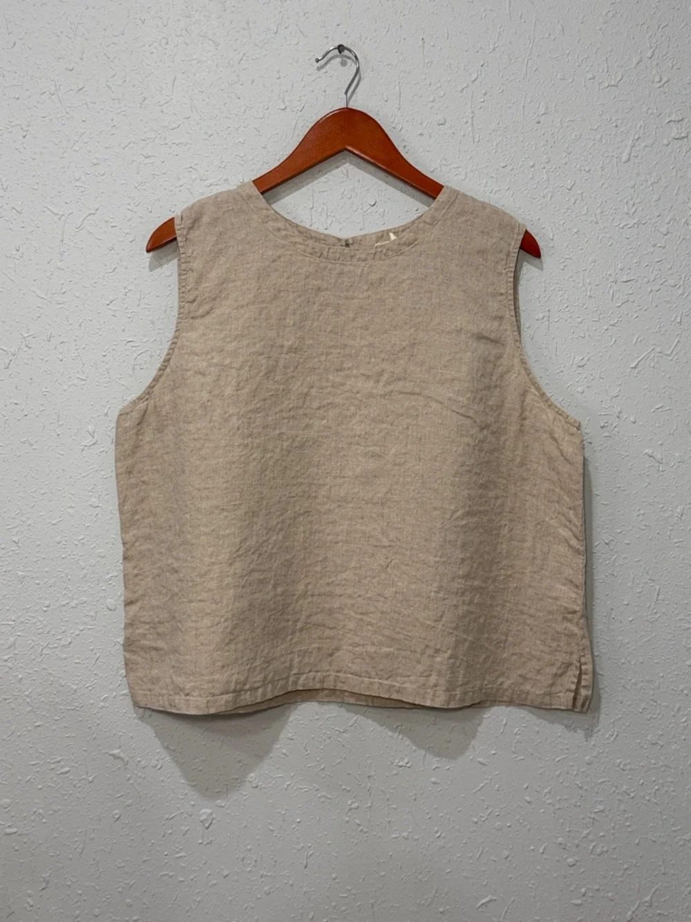 Eileen Fisher Organic Linen Delave Shell Cream Top Size XL - Picture 3 of 11